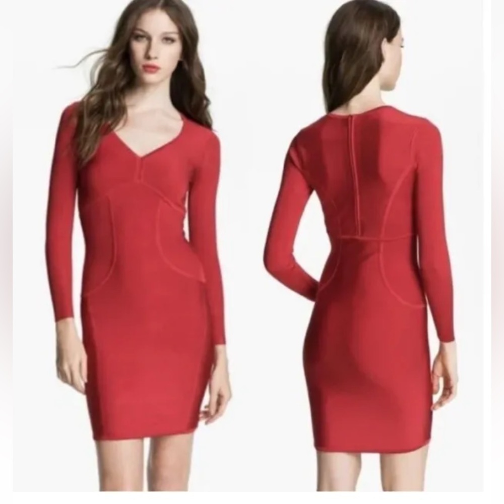 Ted Baker London Red Long-Sleeve Bodycon Dress